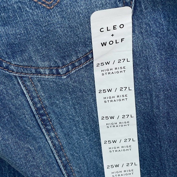 Bootbarn Cleo + Wolf Jeans Womens Size 25x27 Blue High Rise Straight Seamed NEW - Picture 5 of 15